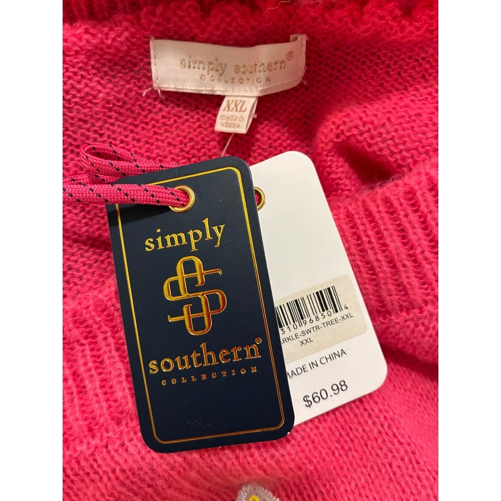 Simply Southern Rockin Around Christmas Tree Pink Sequin Sweater XXL NWT - Picture 3 of 4